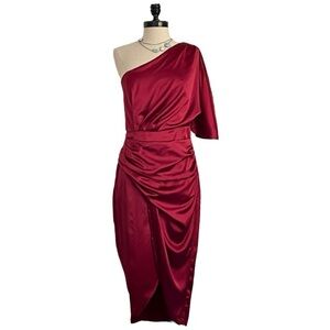 NWOT The Mint Boutique DO+BE One Shoulder Burgundy Dress